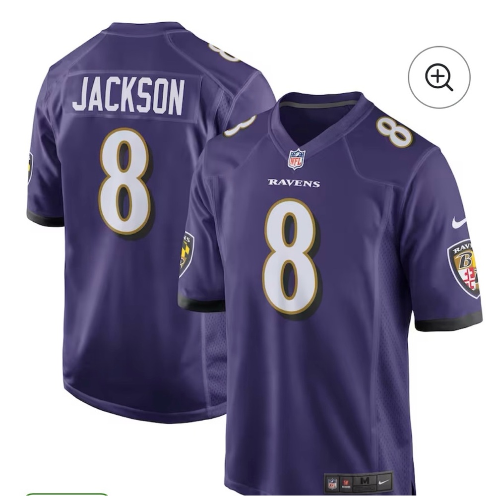Nike Purple Ravens Jersey with NFL Logo #8 Lamar Jackson - Baltimore Ravens